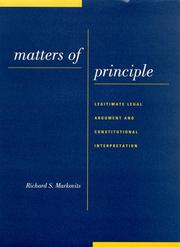 Cover of Matters of principle by Richard S. Markovits