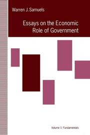 Front cover of Essays on the economic role of government by Warren J. Samuels