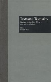 Front cover of Texts and Textuality by Philip G. Cohen