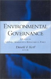Front cover of Environmental Governance by Donald F. Kettl