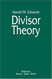 Cover of Divisor theory by Harold M. Edwards