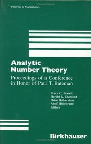Front cover of Analytic number theory by P. T. Bateman
