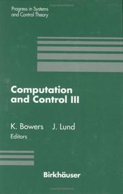 Front cover of Computation and control III by Bozeman Conference on Computation and Control (3rd 1992 Montana State University)