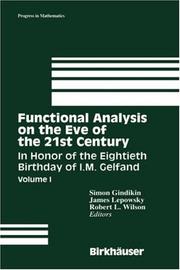 Cover of Functional analysis on the eve of the 21st century by Israel M. Gel'fand