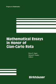 Front cover of Mathematical essays in honor of Gian-Carlo Rota by Gian-Carlo Rota
