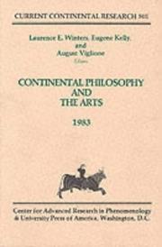 Front cover of Continental philosophy and the arts, 1983 by Eugene Kelly