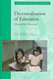 Front cover of Decentralization of education by Harry Anthony Patrinos