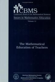 Front cover of The Mathematical Education of Teachers (Cbms Issues in Mathematics Education) by Ams