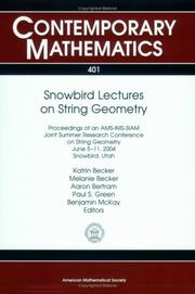 Front cover of Snowbird lectures on string geometry by AMS-IMS-SIAM Joint Summer Research Conference on String Geometry (2004)