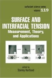 Cover of Surface and interfacial tension by Stanley Hartland