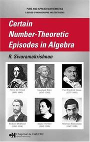 Front cover of Certain Number-Theoretic Episodes In Algebra (Pure and Applied Mathematics) by R Sivaramakrishnan