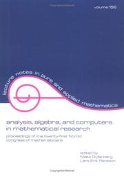 Front cover of Analysis, algebra, and computers in mathematical research by Nordic Congress of Mathematicians (21st 1992 Luleå University of Technology)