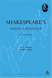 Cover of Shakespeare's legal language by B. J. Sokol