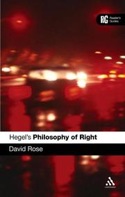 Front cover of Hegel's 'philosophy of Right' by David Rose