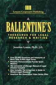 Front cover of Ballentine's Thesaurus for legal research & writing by Jonathan S. Lynton