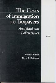 Front cover of The costs of immigration to taxpayers by Georges Vernez