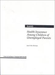 Front cover of Health insurance among children of unemployed parents by Klerman, Jacob Alex.