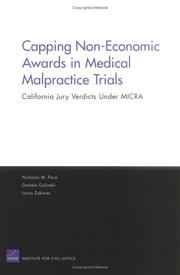 Cover of Capping non-economic awards in medical malpractice trials by Nicholas M. Pace
