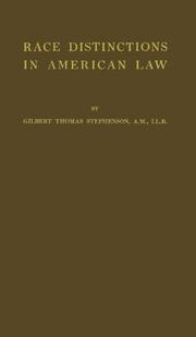 Front cover of Race distinctions in American law by Stephenson, Gilbert Thomas