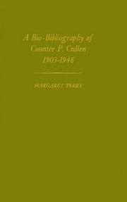 Front cover of A bio-bibliography of Countée P. Cullen, 1903-1946 by Margaret Perry