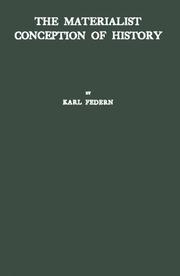 Front cover of The materialist conception of history by Karl Federn