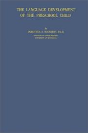 Front cover of The language development of the preschool child by Dorothea Agnes McCarthy