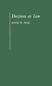 Cover of Decision at law by David W. Peck
