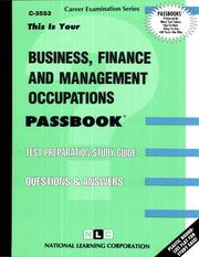Front cover of Business Finance and Management Occupations by Jack Rudman