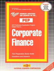 Front cover of Corporate Finance (ACT Proficiency Examination Program) (Corporate Finance Pep) by Jack Rudman
