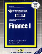 Front cover of REDP Finance I (Regents External Degree Program) (Regents External Degree Series (Redp) by Jack Rudman