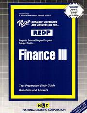 Front cover of REDP Finance III (Regents External Degree Program) (Regents External Degree Series (Redp) by Jack Rudman