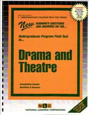 Front cover of Drama and Theatre (Undergraduate Program Field Test, Upft-5) by Jack Rudman