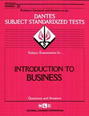 Front cover of Introduction to Business (DANTES Subject Standardized Tests: Questions and Answers, No 21) by Jack Rudman