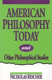 Front cover of American philosophy today, and other philosophical studies by Rescher, Nicholas.