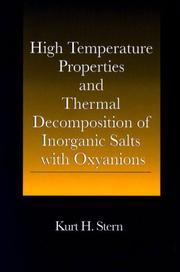 Front cover of High Temperature Properties and Thermal Decomposition of Inorganic Salts with Oxyanions by Kurt H. Stern
