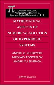 Front cover of Mathematical aspects of numerical solution of hyperbolic systems by A. G. Kulikovskiĭ