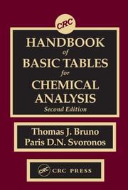 Front cover of Handbook of basic tables for chemical analysis by Thomas J. Bruno