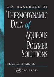 Front cover of CRC Handbook of Thermodynamic Data of Aqueous Polymer Solutions by Christian Wohlfarth