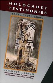 Cover of Holocaust Testimonies by Lawrence L. Langer
