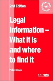 Front cover of Legal Information (Aslib Know How Guides) by Peter Clinch