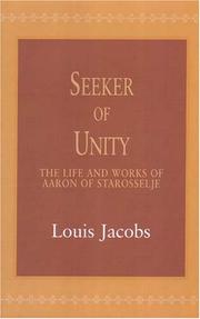 Front cover of Seeker of unity by Louis Jacobs
