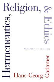 Cover of Hermeneutics, religion, and ethics by Hans-Georg Gadamer