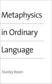 Front cover of Metaphysics in ordinary language by Stanley Rosen