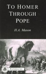 Cover of To Homer through Pope by H. A. Mason