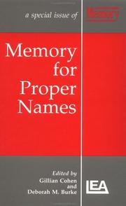 Cover of Memory for proper names by Gillian Cohen