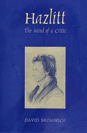 Cover of Hazlitt by David Bromwich