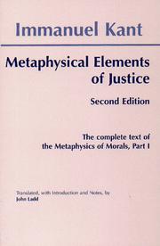 Front cover of The metaphysical elements of justice by Immanuel Kant