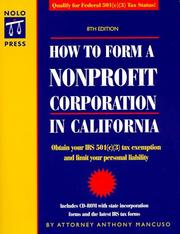 Front cover of How to form a nonprofit corporation in California by Anthony Mancuso