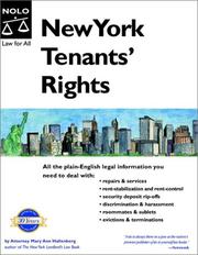 Front cover of New York tenants' rights by Mary Ann Hallenborg