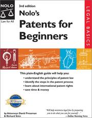 Cover of Nolo's patents for beginners by David Pressman